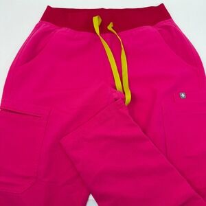 FIGS Technical Collection Pink Scrub Jogger Pants Petite XS W23SW2018P Neon Draw